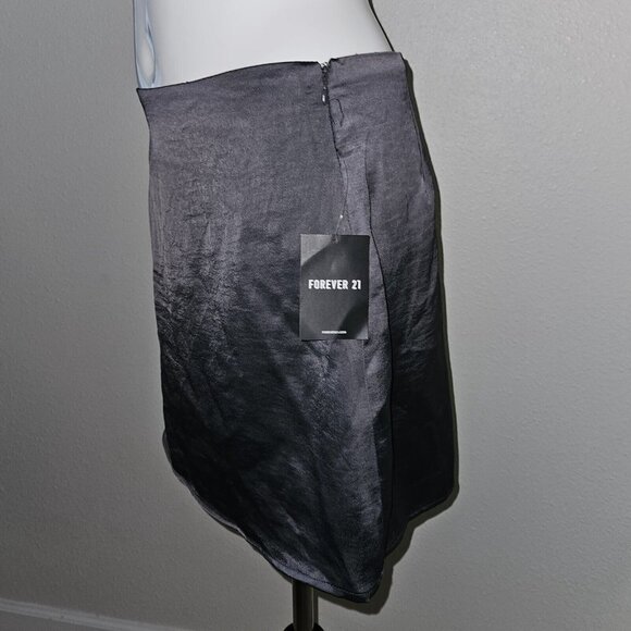 NEW Forever 21 F21 Bustier Crop Top Mini Skirt 2pc Set Gunmetal Gray Size Medium - Picture 8 of 16
